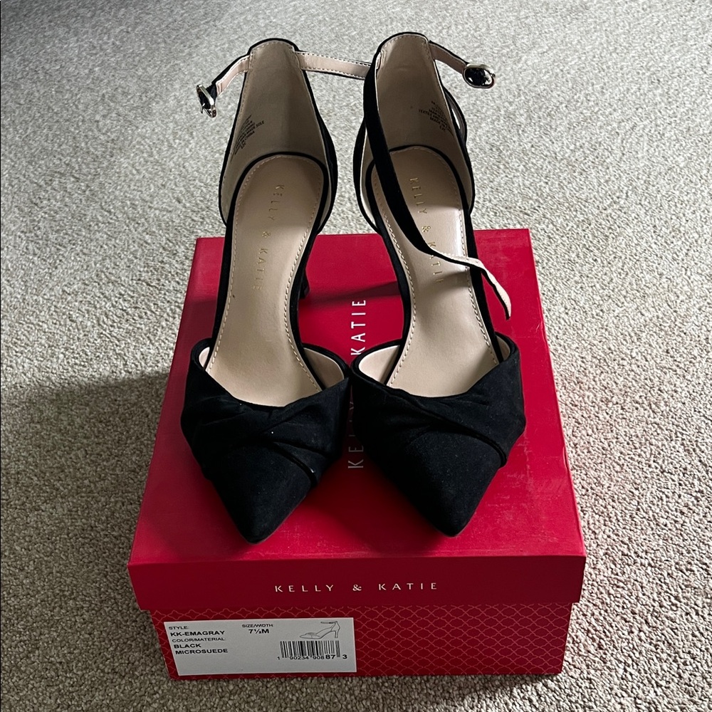 Kelly & Katie Black Ankle Strap Heels